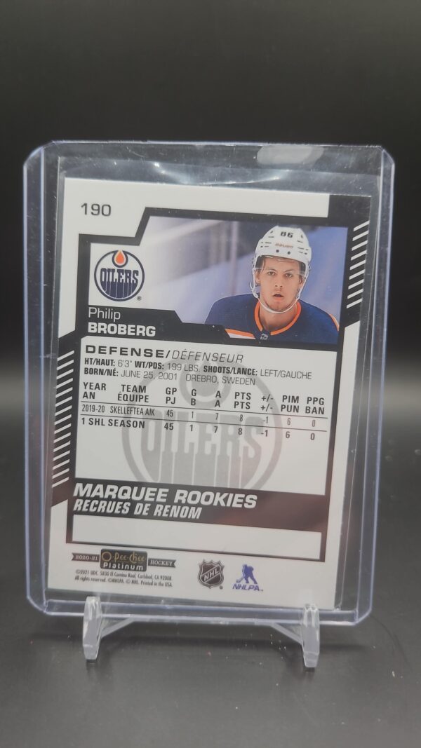 Philip Broberg 2020-21 O-Pee-Chee Platinum Marquee Rookies #190 Edmonton Oilers - Image 2