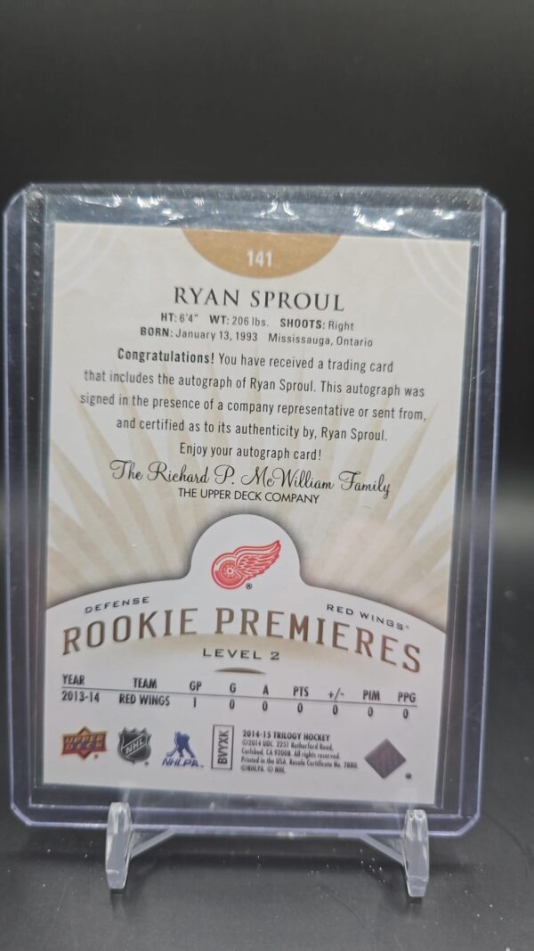 2014-15 Trilogy Rookie Premiers Level 2 #141 Ryan Sproul AUTO /399 - Image 2