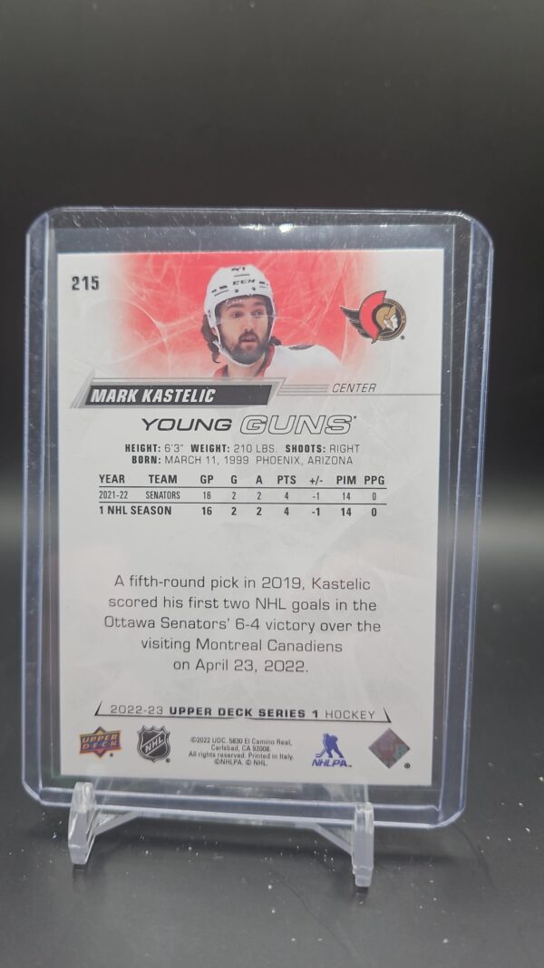 Mark Kastelic 2022-23 Upper Deck Young Guns #215 Ottawa Senators - Image 2