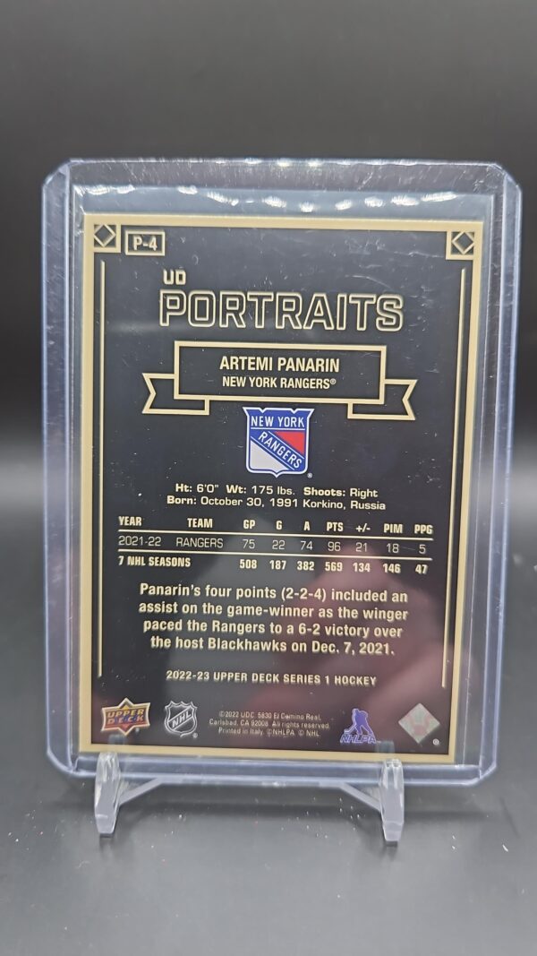 2022-23 Upper Deck UD Portraits Artemi Panarin New York#P-4 - Image 2