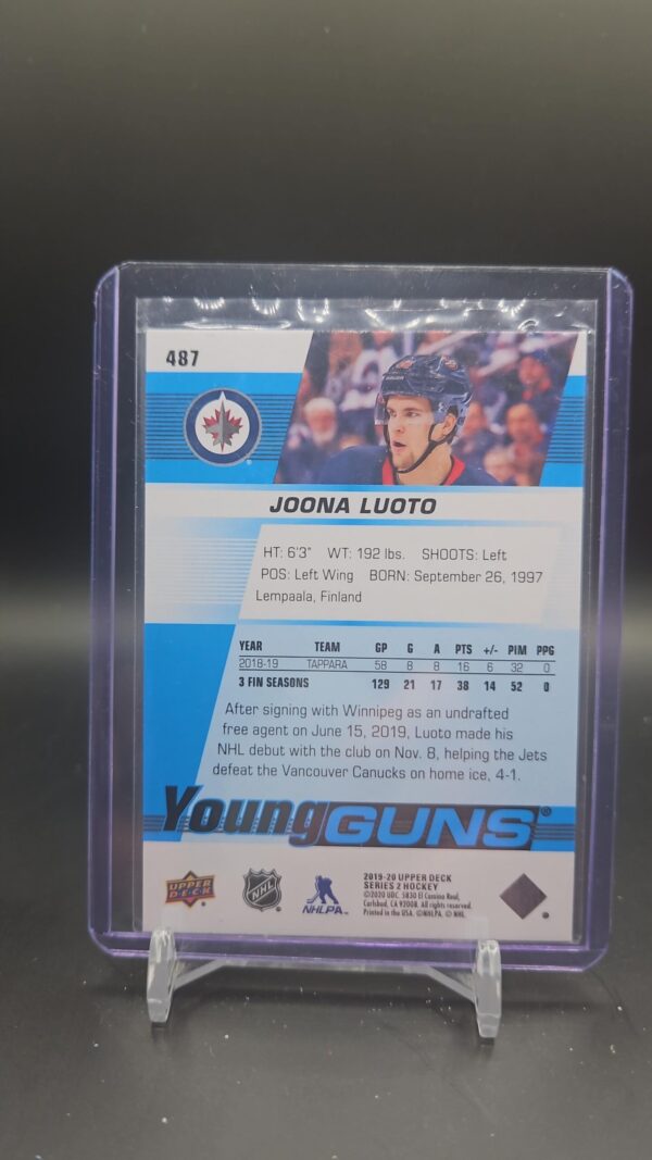 2019-20 Upper Deck Young Guns Joona Luoto #487 Rookie RC - Image 2