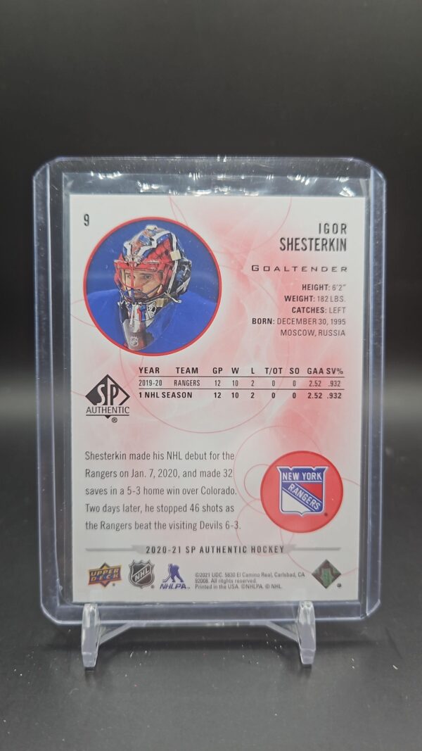 2020-21 SP Authentic Limited Red #9 Igor Shesterkin - Image 2