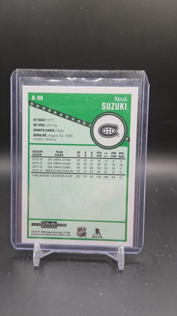 2019-20 O-Pee-Chee Platinum Nick Suzuki Retro Rookie #R-90 Canadiens - Image 2