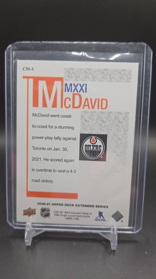 CONNOR MCDAVID 2020-21 UD EXTENDED SERIES ULTIMATE VICTORY MXXI CARD CM-5 - Image 2