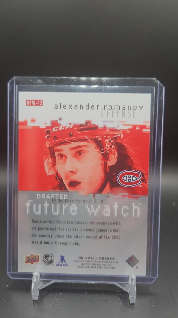 2020-21 SP Authentic '00-01 Retro Future Watch #RFW13 Alexander Romanov /500 - Image 2