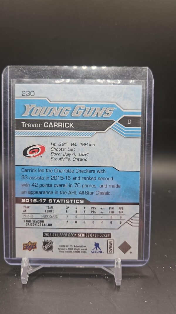 2016-17 Upper Deck Series 1 Young Guns Trevor Carrick #230 - Image 2