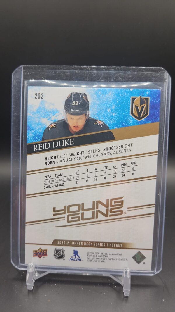 2020-21 Upper Deck Young Guns Speckled Rainbow Reid Duke #202 Rookie RC - Image 2