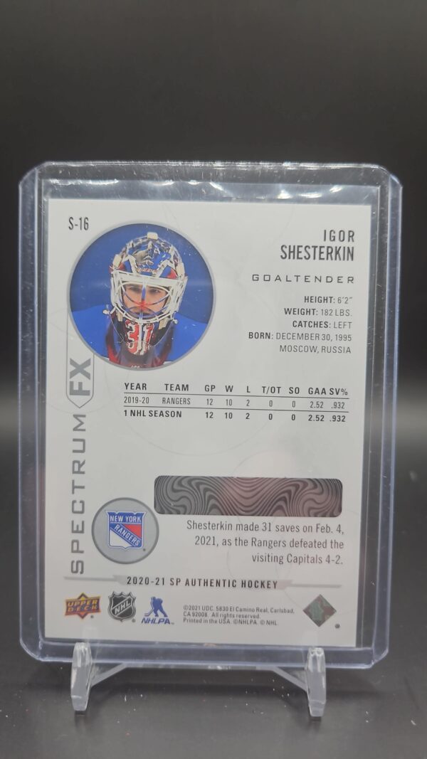 2020-21 SP Authentic Igor Shesterkin Spectrum FX Unscratched S-16 - Image 2