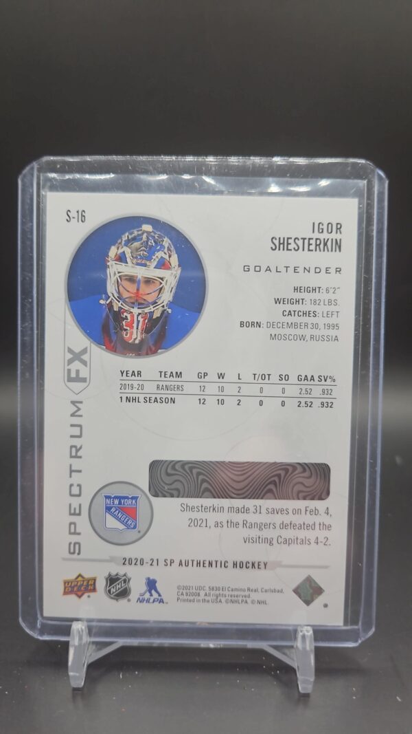 2020-21 SP Authentic Igor Shesterkin Spectrum FX Unscratched S-16 - Image 2