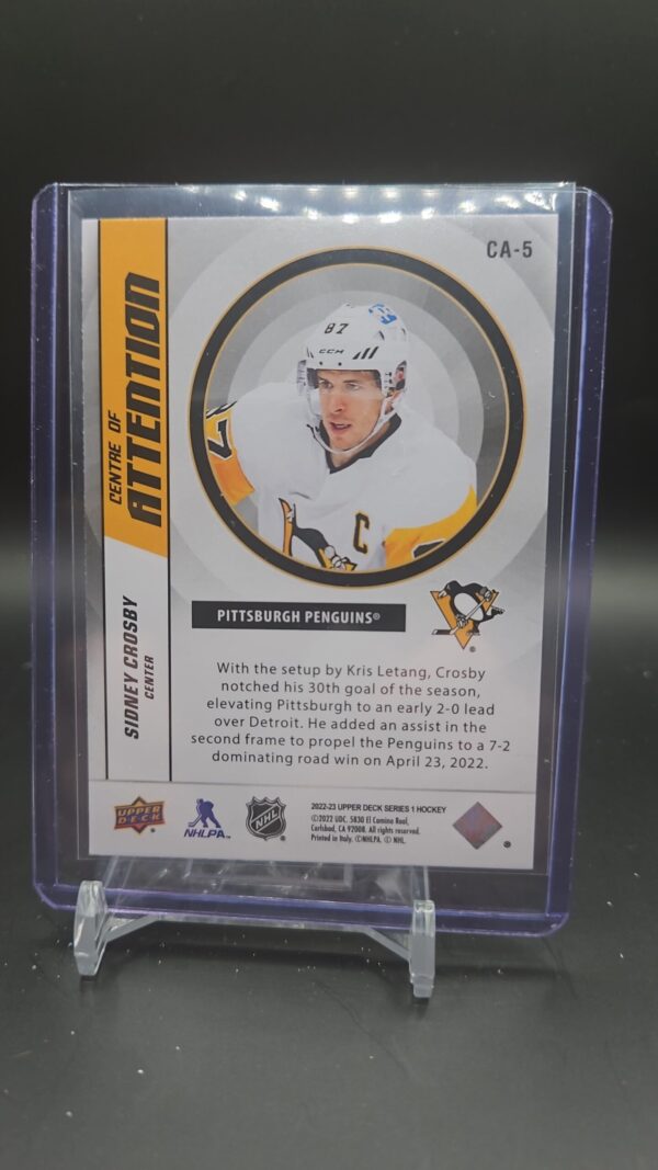 2022-23 UPPERDECK  CENTRE OF ATTENTION SIDNEY CROSBY #CA-5 - Image 2