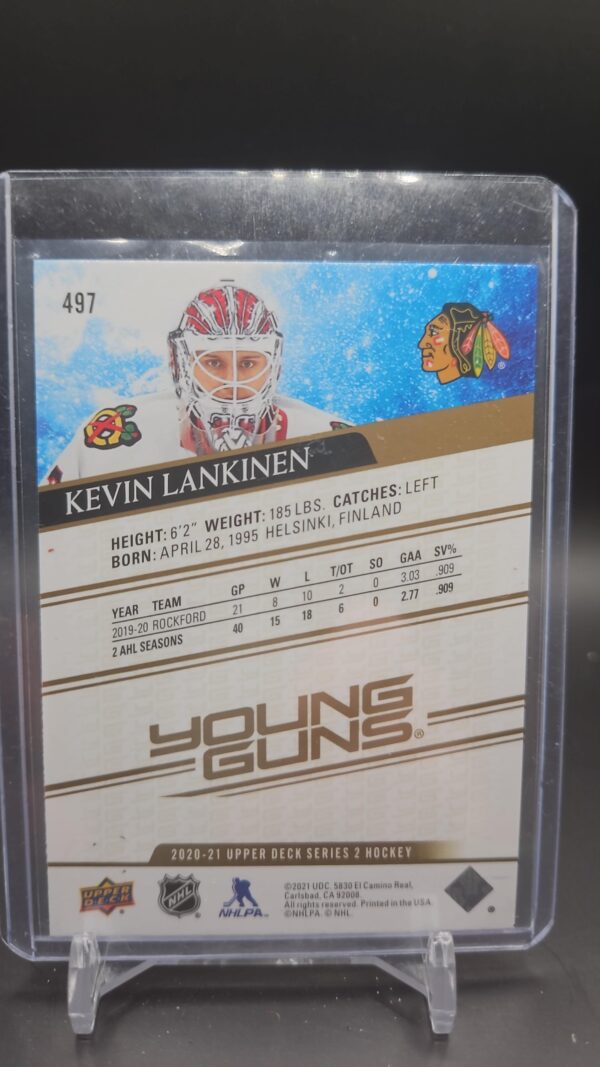 2020-21 Upper Deck Young Guns Speckled Rainbow Kevin Lankinen #497 Rookie RC - Image 2