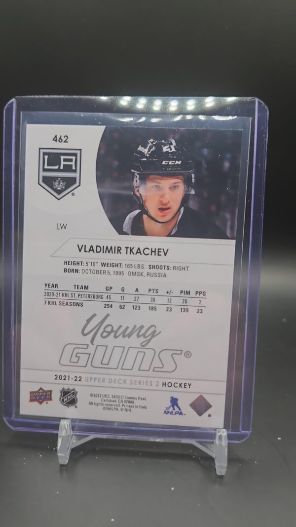 2021-22 Upper Deck Vladimir Tkachev Young Guns #462 Series 2 Rookie L.A. Kings - Image 2