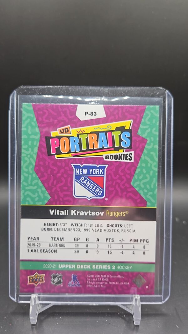 2020-21 Upper Deck Series 2 UD Portraits #P-83 Vitali Kravtsov - Image 2