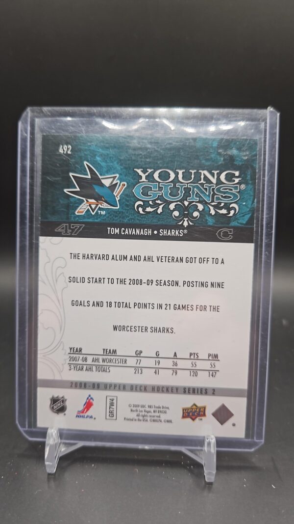 2008-09 Upper Deck Young Guns #492 Tom Cavanagh San Jose Sharks - Image 2