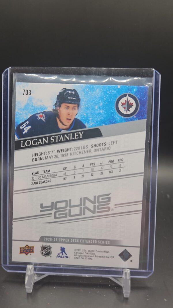 2020-21 UD - Extended Series - Young Guns Logan Stanley #703 - Image 2