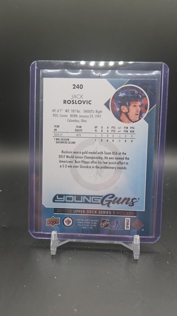 2017-18 Upper Deck Young Guns Jack Roslovic Rookie Winnipeg Jets #240 - Image 2