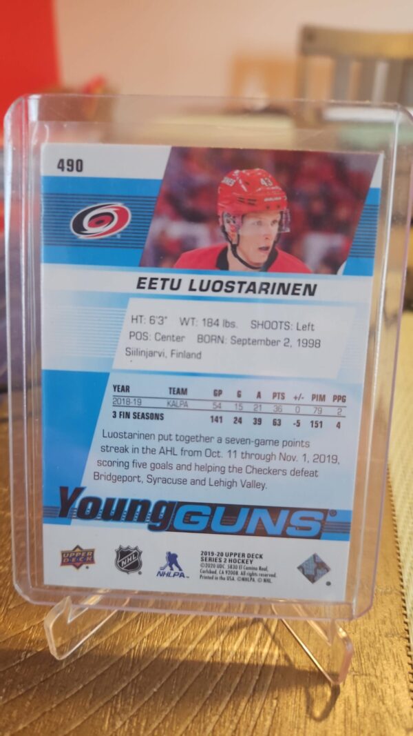 2019-20 Upper Deck Series 2 Young Guns Eetu Luostarinen #490 - Image 2
