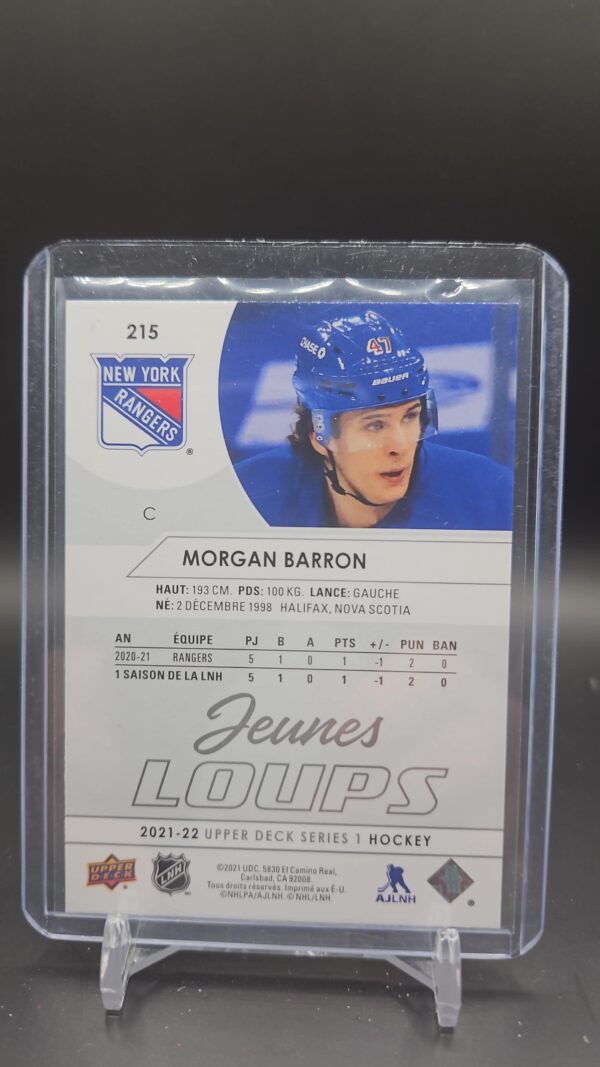 2021-22 Upper Deck Series 1 Morgan Barron Young Guns French Jeunes Loups - Image 2
