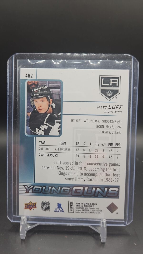 2018-19 Upper Deck Young Guns #462 Matt Luff Los Angeles Series 2 - Image 2