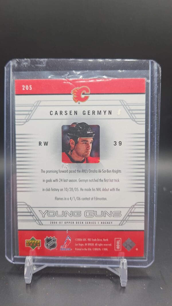 2006-07 UD Upper Deck Carsen Germyn Young Guns #205 Calgary - Image 2