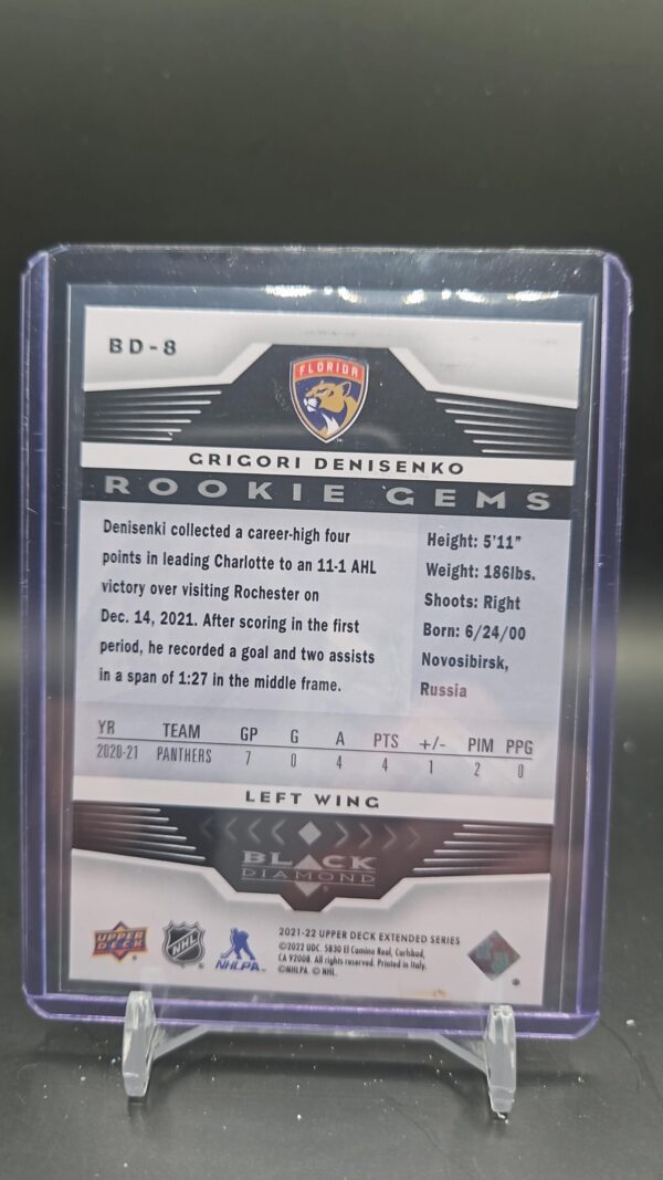 2021-22 Upper Deck Ext. Black Diamond Rookie Gems Grigori Denisenko #BD-8 - Image 2