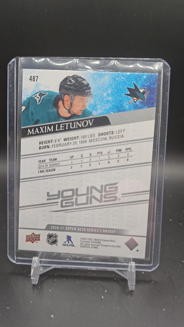 2020-21 Upper Deck Series 2 Young Guns Maxim Letunov #487 - Image 2