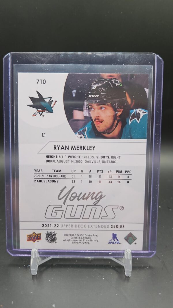 2021-22 Upper Deck Young Guns Hockey #710 Ryan Merkley - Image 2