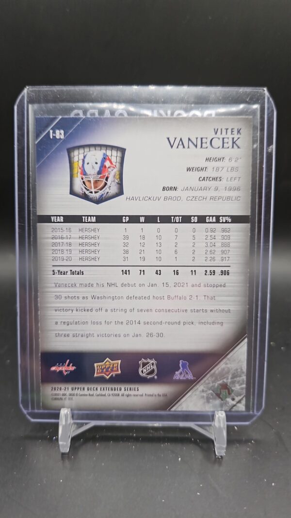 2020-21 Upper Deck Extended 2005-06 Tribute Young Guns #T-83 Vitek Vanecek - Image 2