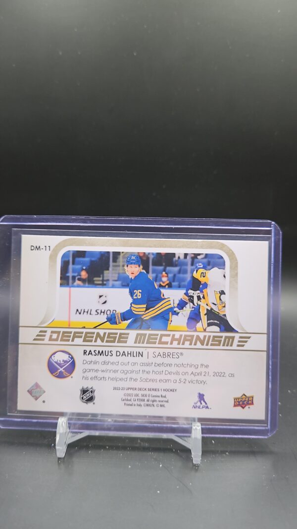 2022/23 UD Series 1 Rasmus Dahlin Gold Defense Mechanism Card DM-11 - Image 2