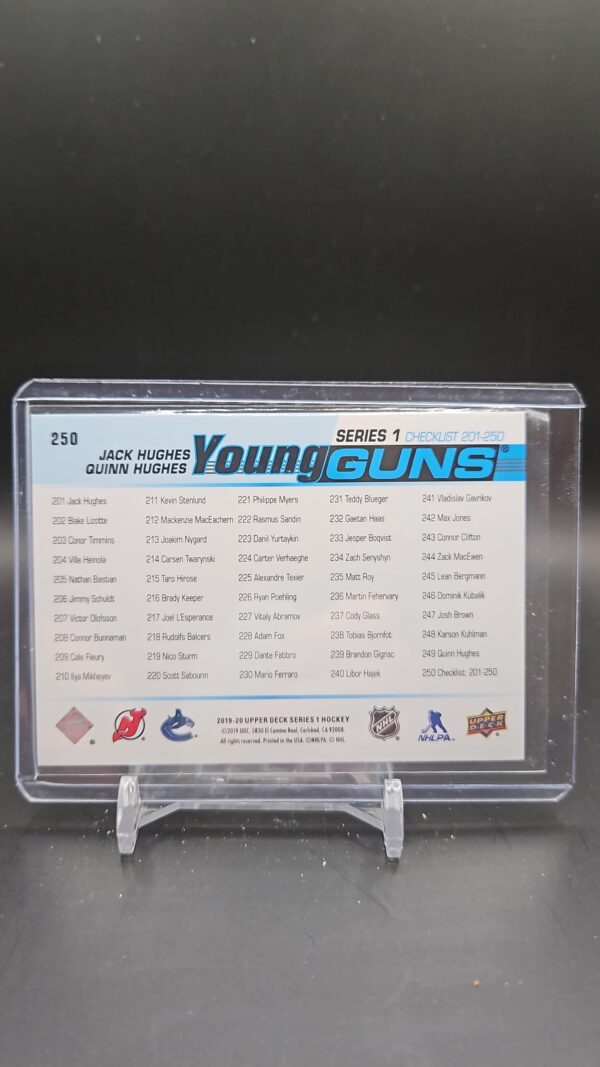 2019-20 Upper Deck - Young Guns Checklist #250 Jack Hughes, Quinn Hughes - Image 2