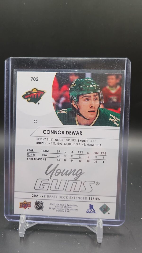 2021-22 Upper Deck Young Guns #702 Connor Dewar Minnesota Wild - Image 2