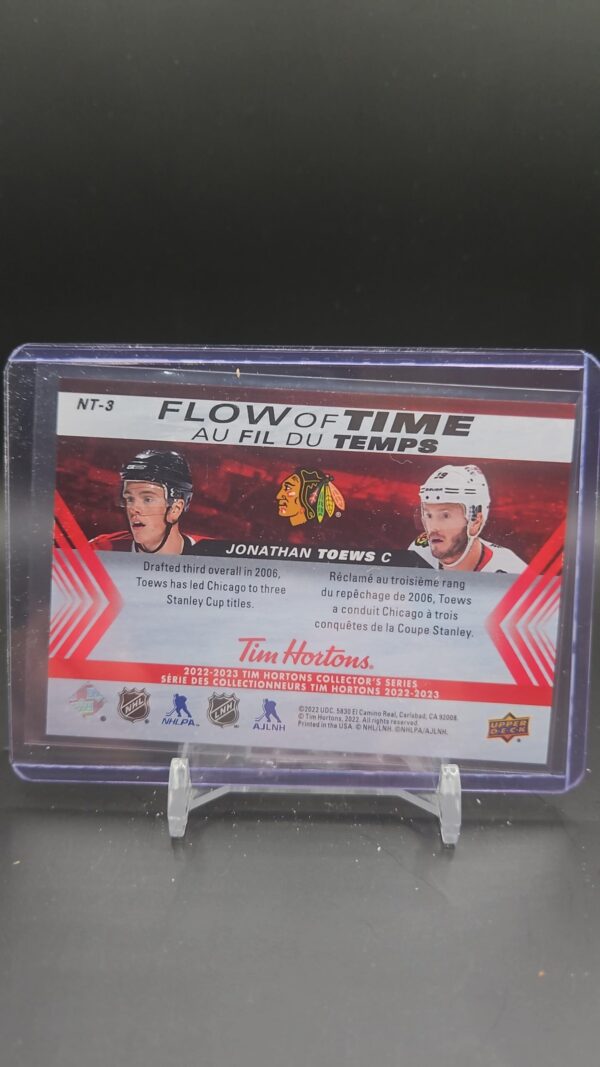 2022-23 Upper Deck Tim Hortons Flow of Time Jonathan Toews NT-3 - Image 2