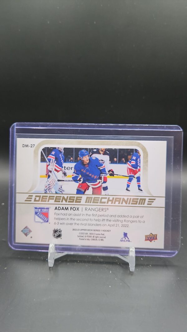2022-23 Upper Deck Series 1 Defense Mechanism GOLD DM-27 Adam Fox NY Rangers - Image 2