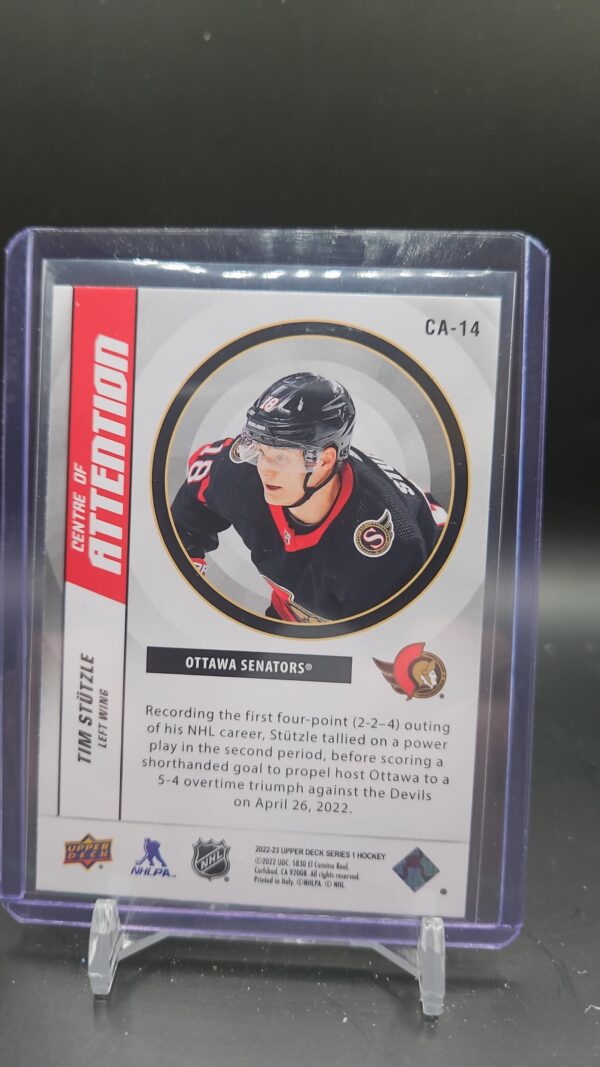 2022-23 Series 1 Centre of Attention #CA-14 Tim Stutzle - Ottawa Senators - Image 2