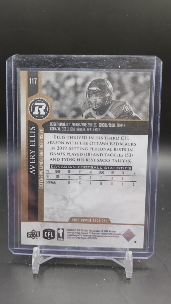 2021 Upper Deck CFL Avery Ellis #117 /50 - Image 2
