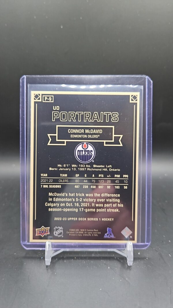 2022-23 CONNOR McDAVID UD SERIES 1 PORTRAITS CARD # P-9 - Image 2