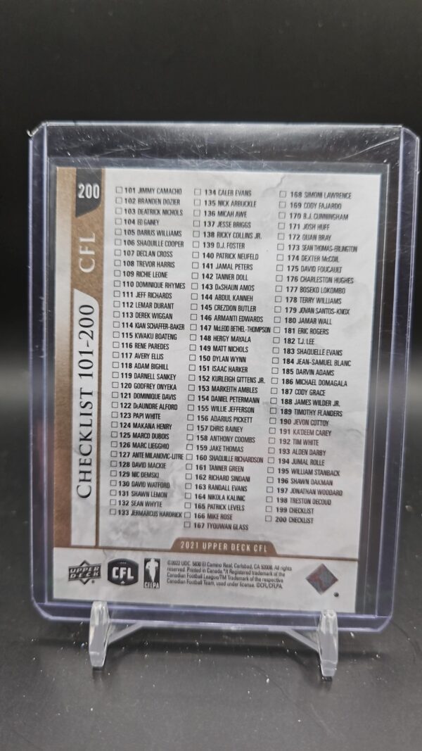 2021 Upper Deck CFL Checklist Gold /50 Andrew Harris Adam Bighill #200 - Image 2