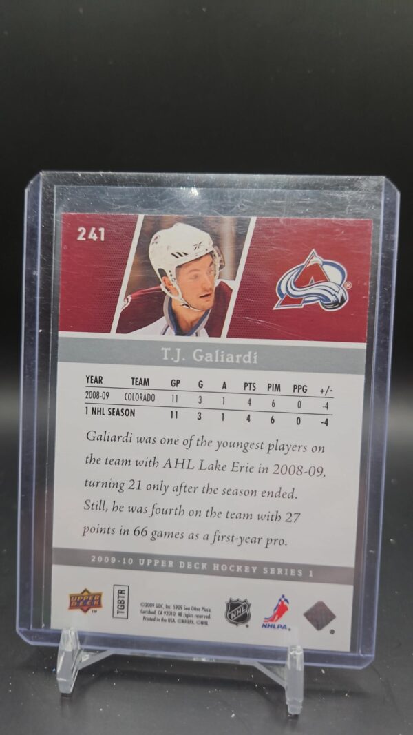 2009-10 Upper Deck Young Guns #241 T.J. Galiardi Colorado - Image 2