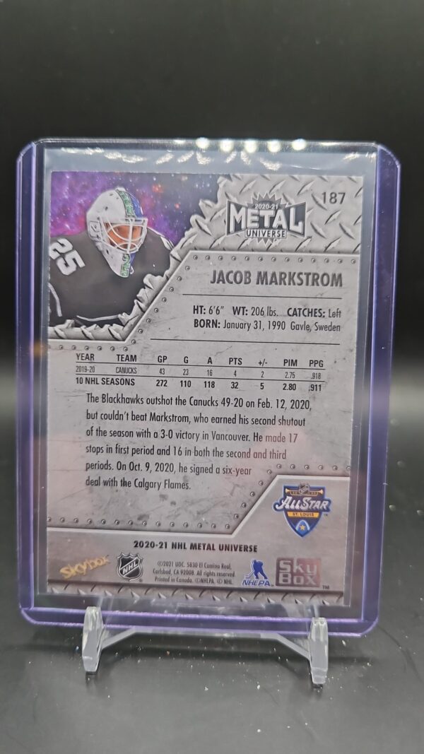 2020-21 Metal Universe All-Stars Jacob Markstrom #187 Vancouver Canucks - Image 2
