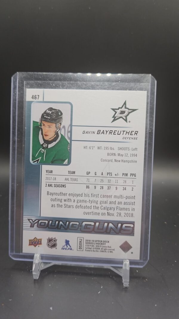 2018-19 Upper Deck Gavin Bayreuther Young Guns #467 - Image 3