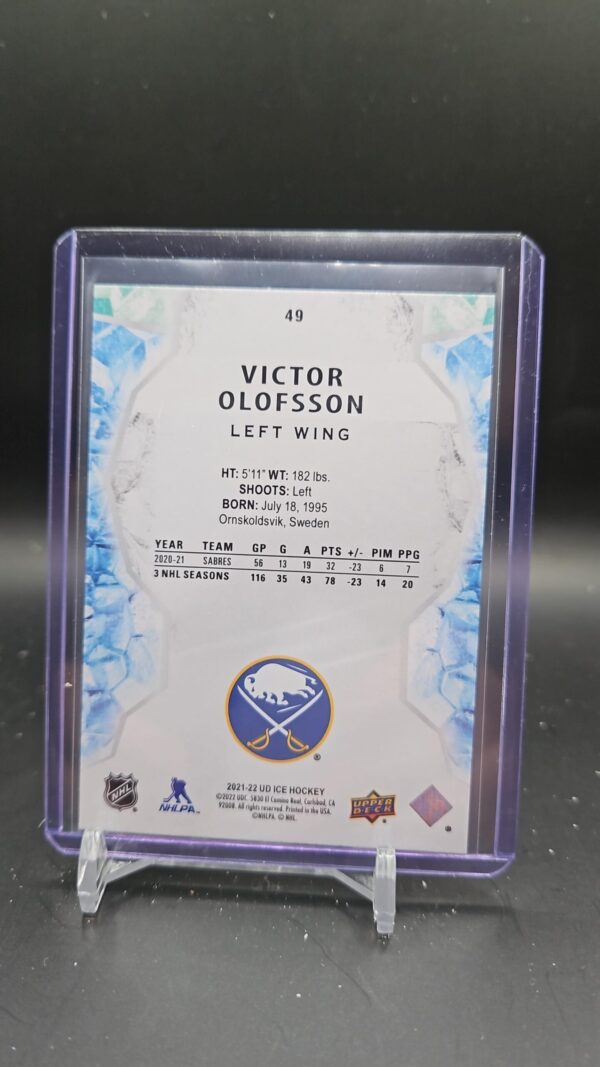 2021 Upper Deck Ice Lavender Buffalo Sabres Victor Olofsson #49 - Image 2