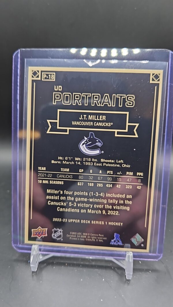 2022-23 Upper Deck Series 1 UD Portraits #P-18 J.T Miller - Image 2