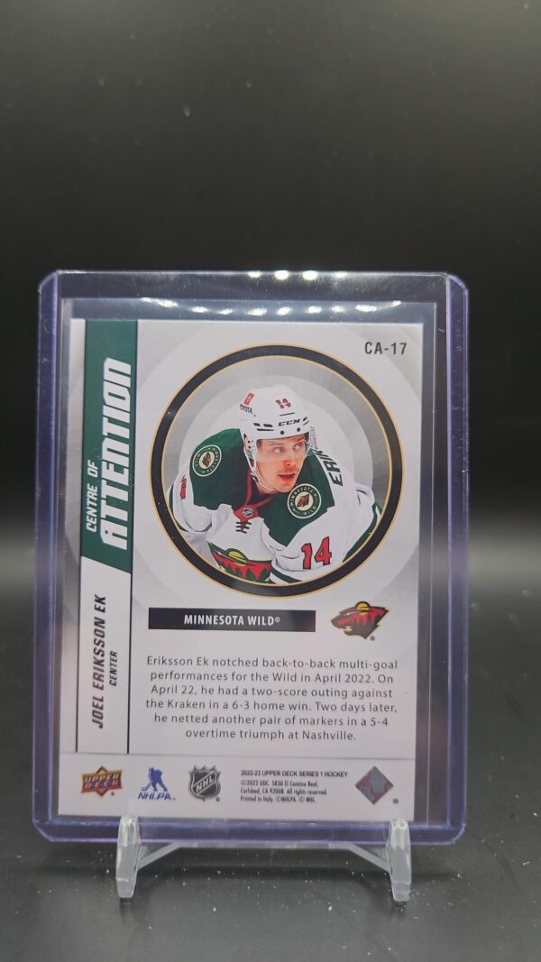 2022-23 Upper Deck Series 1 Centre of Attention #CA-17 Joel Eriksson Ek Wild - Image 2