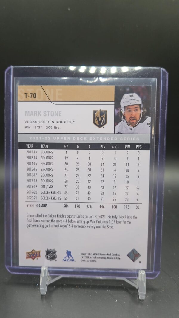 2021-22 Upper Deck Extended Series 06-07 Retro #T-70 Mark Stone - Image 2