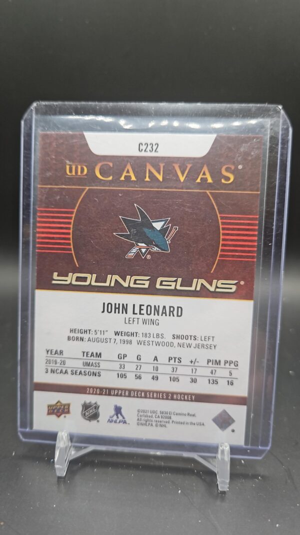 2020-21 Upper Deck Hockey YOUNG GUNS Canvas #C232 John Leonard - Image 2