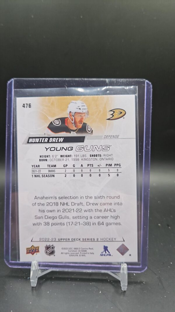 2022-23 Upper Deck Young Guns #476 Hunter Drew - Image 2