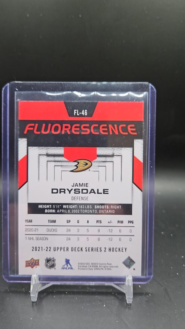 2021-22 Upper Deck Series 2 Jamie Drysdale Fluorescence FL-46 - Image 2