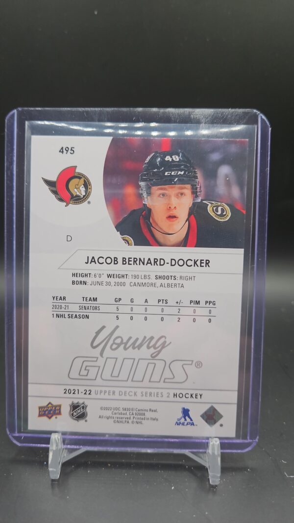 2021-22 Upper Deck Series 2 Young Guns YG Rookie RC #495 Jacob Bernard Docker - Image 2