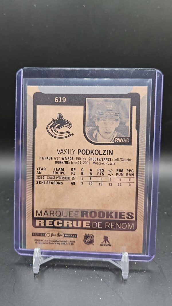 21-22 O-Pee-Chee Marquee Rookies Update Vasily Podkolzin #619 - - Image 2