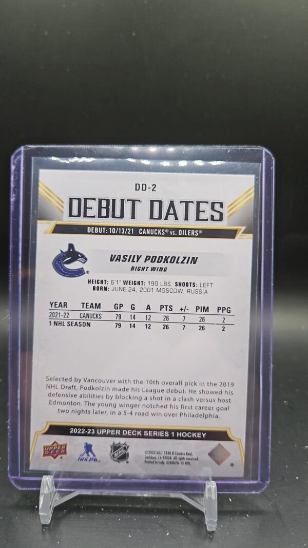 2022-23 Upper Deck Series 1 Debut Dates #DD-2 Vasily Podkolzin - Image 2